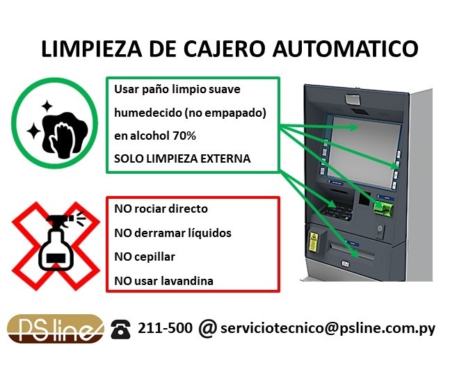 Atención para uso higiénico de cajeros automáticos